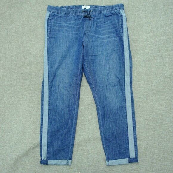 Levi's Capris Women 36 Blue Elastic Drawstring Waist Cuffed - Picture 1 of 6